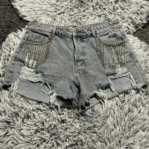 NEW Adika Rhinestone Tassel Shorts Size XL